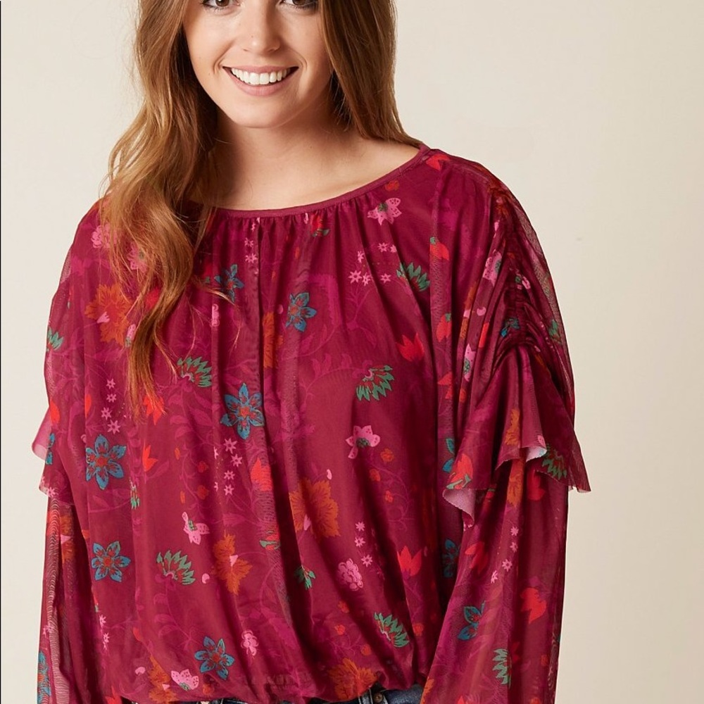 NWT Free People Wildflower Honey Printed Top - Picture 4 of 8